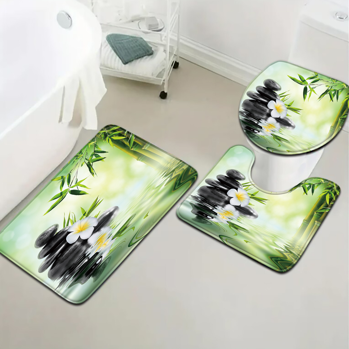 Juego de asiento de inodoro y  - Bamboo Bath Mat reseña y precio
