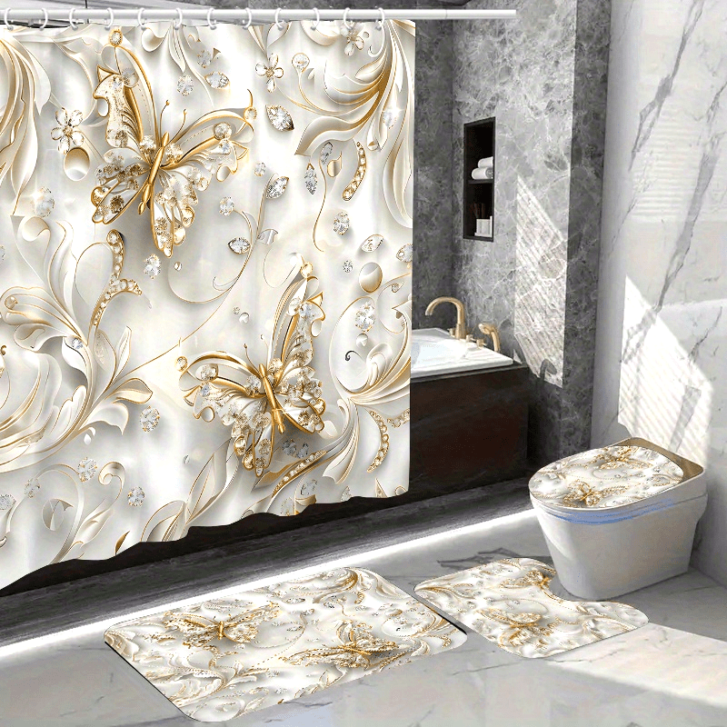 Juego de 4 cortinas de ducha d - Bamboo Bath Mat reseña y precio